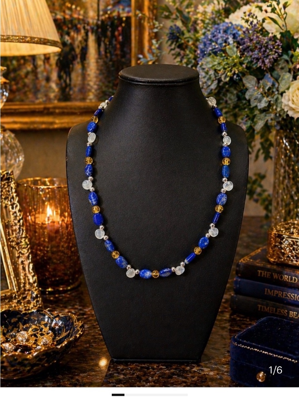 Sterling Silver & Blue Bead Women's Necklace